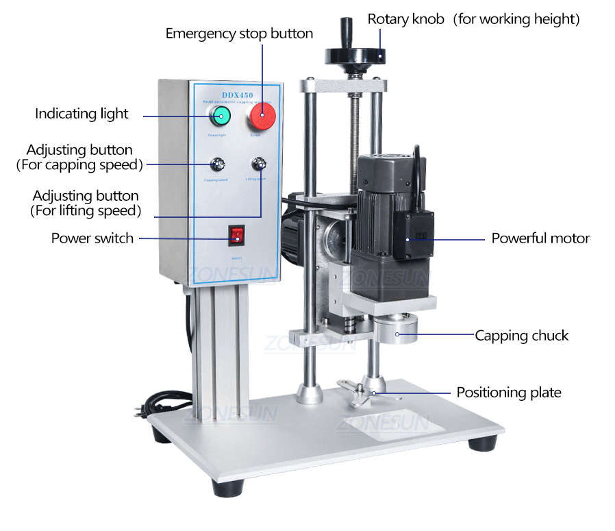 ZONESUN ZS-XG450 Desktop Bottle Capping Machine-ZONESUN TECHNOLOGY LIMITED