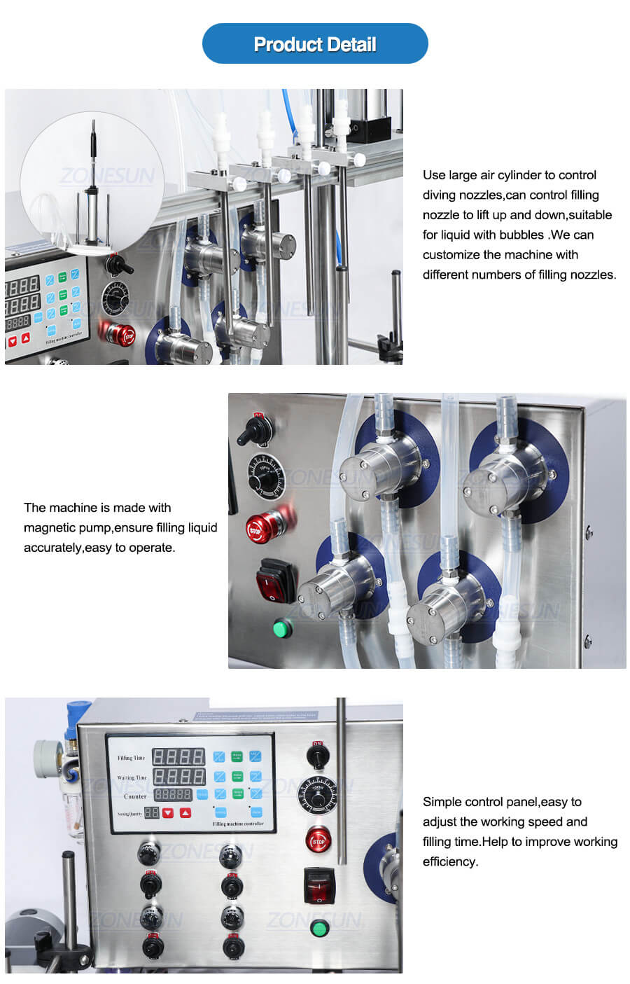 ZONESUN Automatic Desktop Magnetic Pump Diving Filling Machine-ZONESUN TECHNOLOGY LIMITED