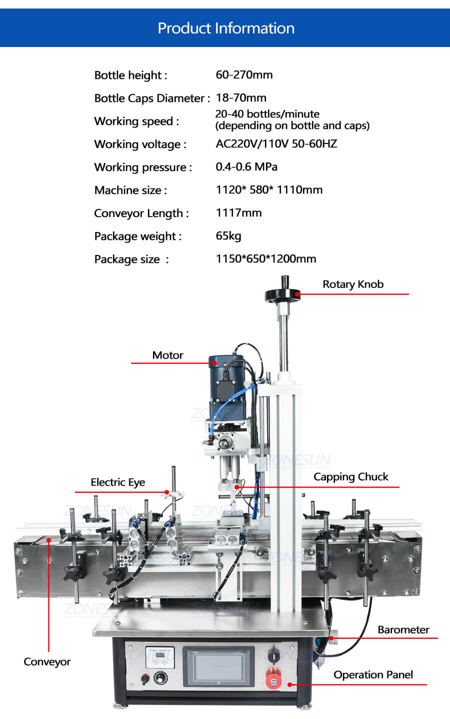 Desktop Bottle Capping Machine-ZONESUN TECHNOLOGY LIMITED