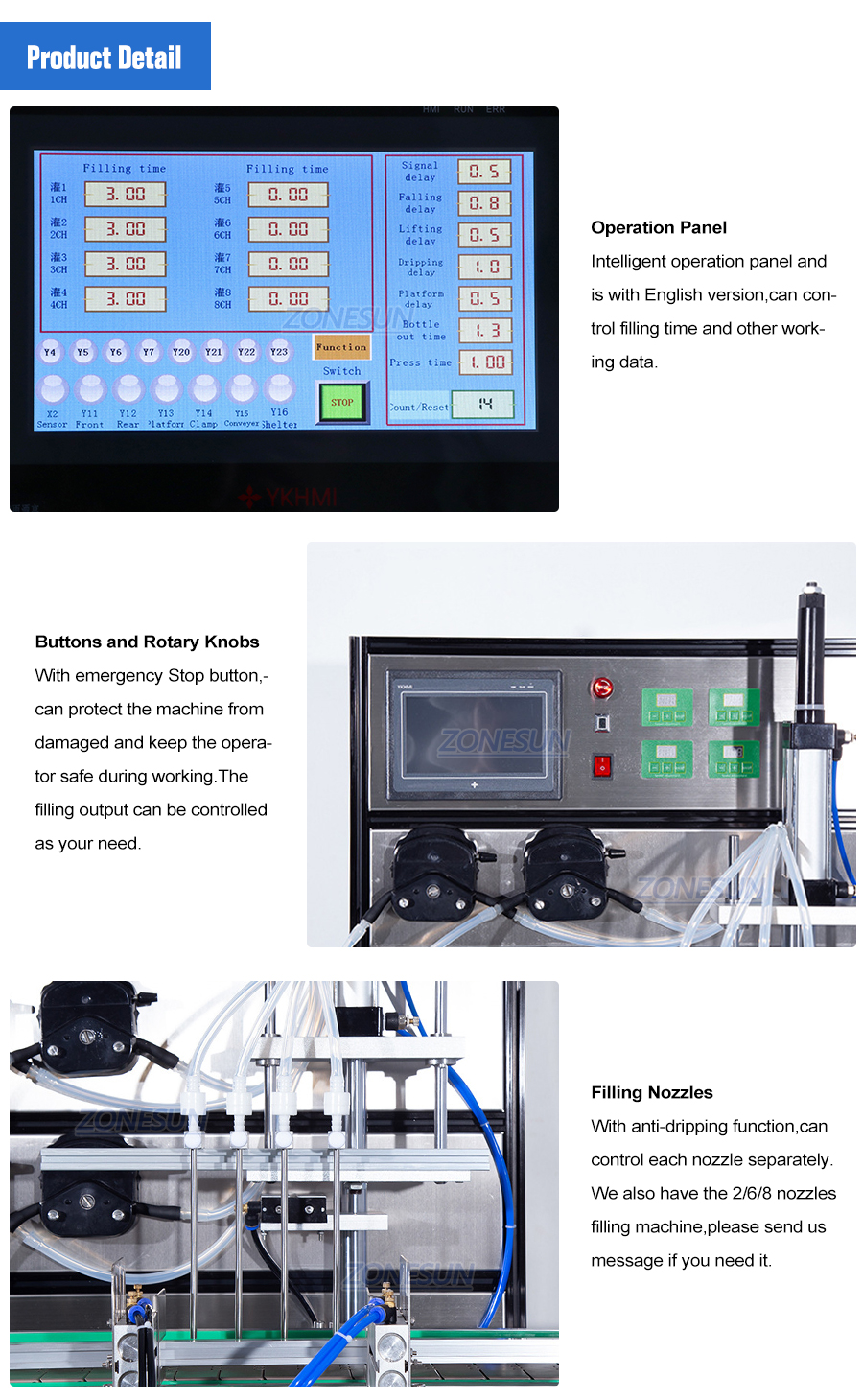 ZONESUN Automatic 4 Head Peristaltic Pump Filling Machine-ZONESUN TECHNOLOGY LIMITED