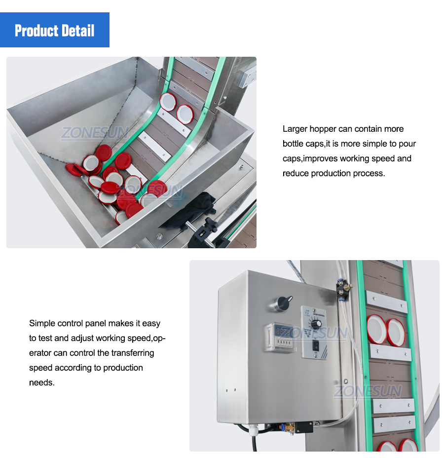Bottle Cap Feeding Elevator Machine-ZONESUN TECHNOLOGY LIMITED
