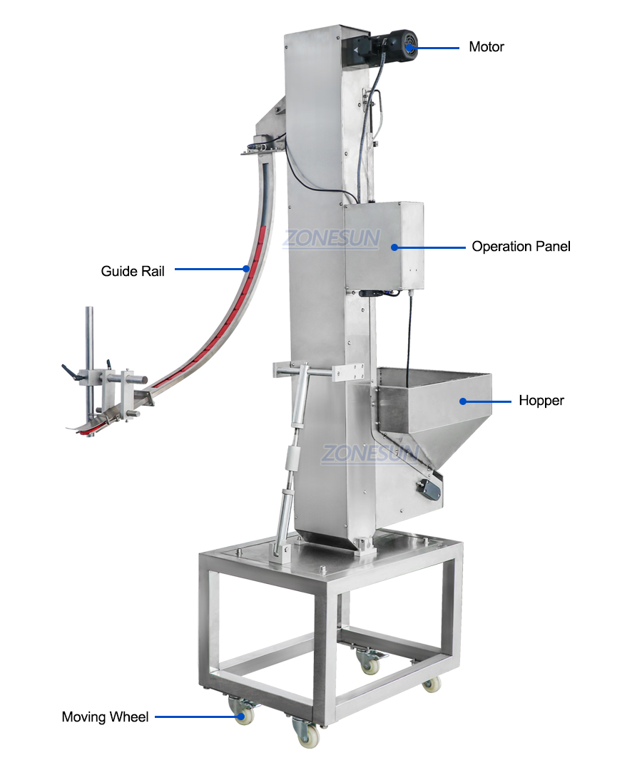 Bottle Cap Feeding Elevator Machine-ZONESUN TECHNOLOGY LIMITED