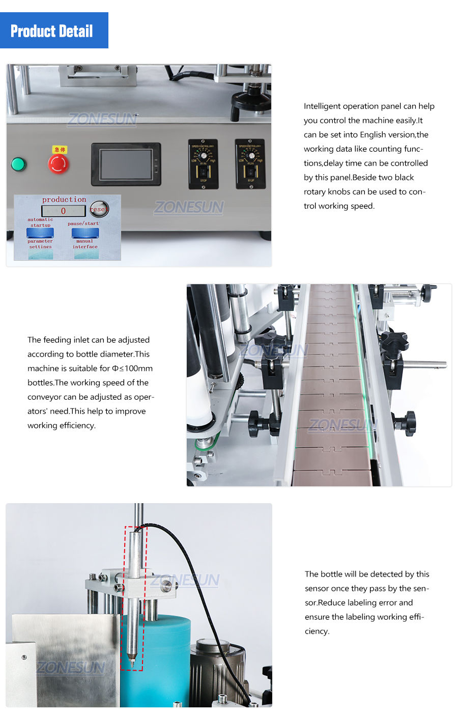 ZONESUN ZS-TB500A Automatic Round bottles Positioning And Labeling Machine-ZONESUN TECHNOLOGY LIMITED