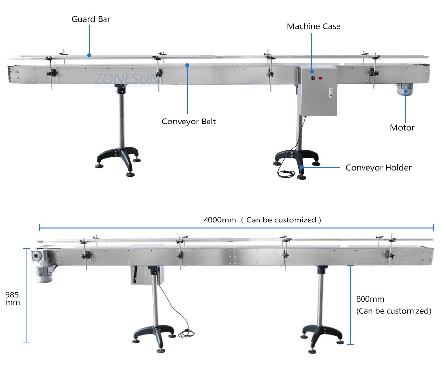 ZONESUN ZS-CB150 Automatic Chain Conveyor Belt-ZONESUN TECHNOLOGY LIMITED