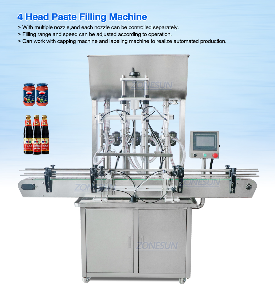 4Heads Paste Filling Machine-ZONESUN TECHNOLOGY LIMITED