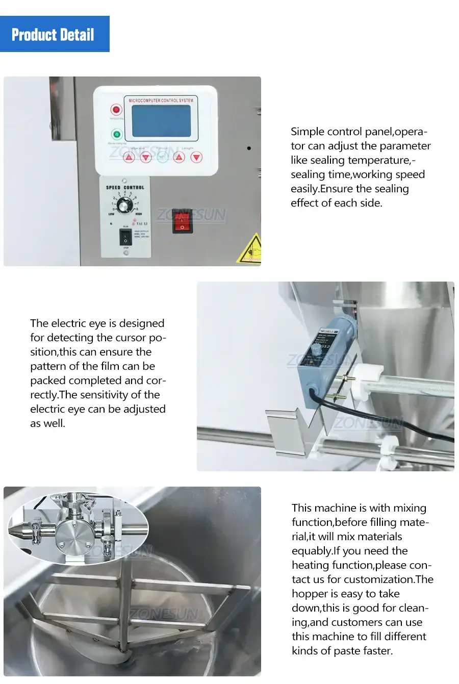 Honey Stick Filling Sealing Machine-ZONESUN TECHNOLOGY LIMITED