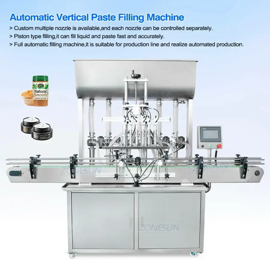 ZONESUN ZS-YT6T-6P Automatic Pneumatic Paste Filling Machine-ZONESUN TECHNOLOGY LIMITED