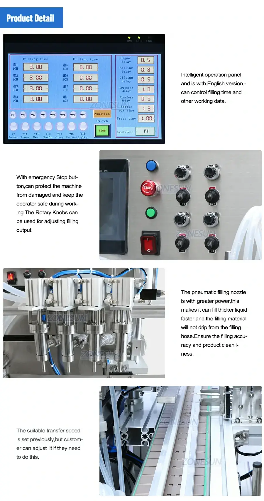 4-head Vertical Magnetic Pump Filling Machine-ZONESUN TECHNOLOGY LIMITED