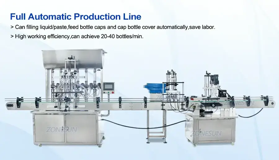 Automatic 6-head Filling And Capping Machine With Cap Vibratory Feeder-ZONESUN TECHNOLOGY LIMITED