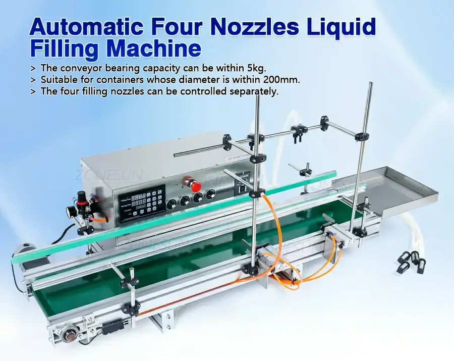4 Nozzles Diaphragm Pump Filling Machine-ZONESUN TECHNOLOGY LIMITED