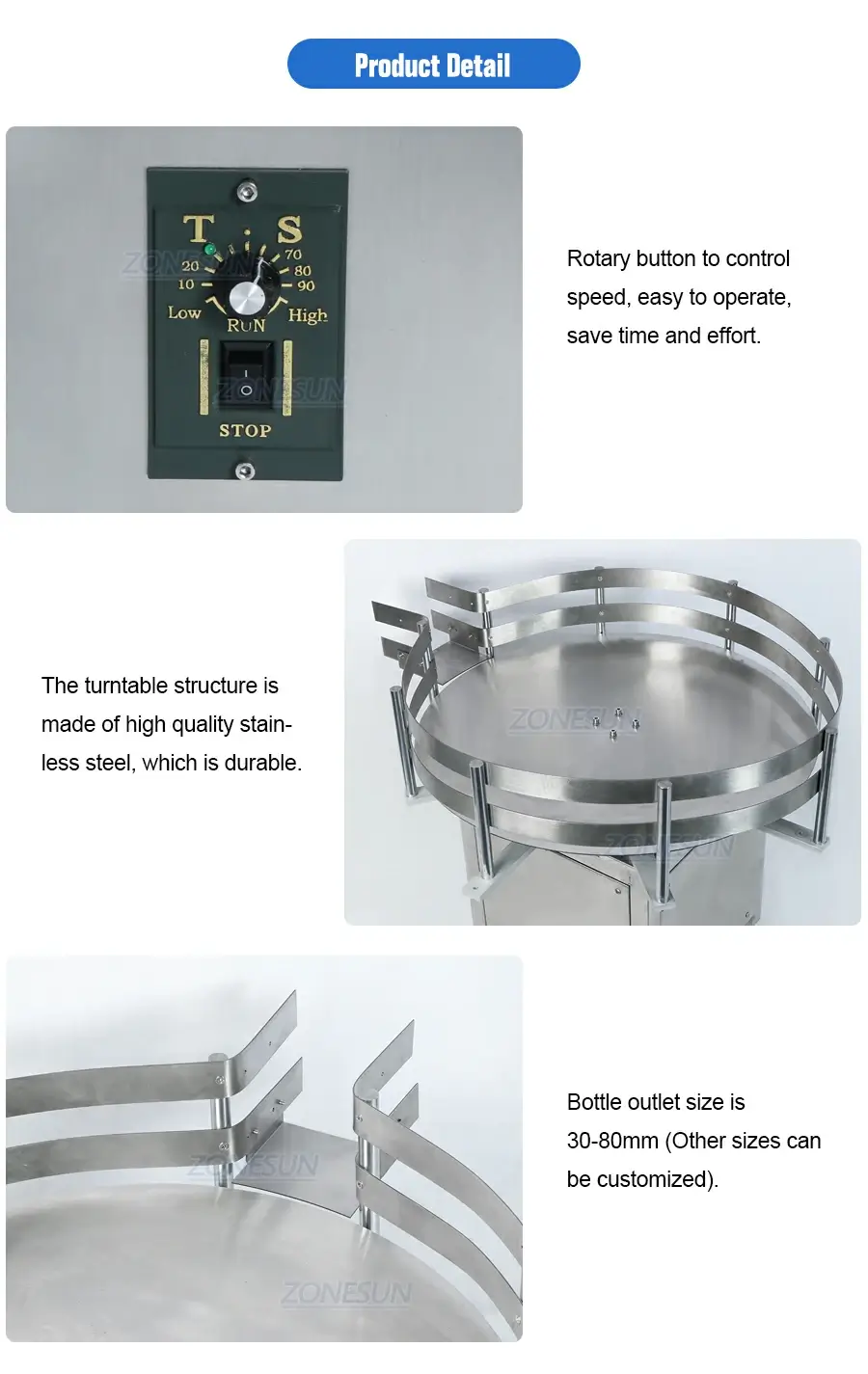 Small Round Bottle Turntable Machine-ZONESUN TECHNOLOGY LIMITED
