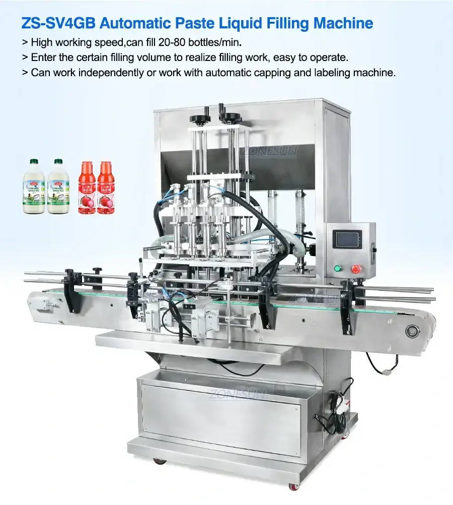 ZONESUN ZS-SV4GB Automatic Paste Servo Filling Machinery-ZONESUN TECHNOLOGY LIMITED