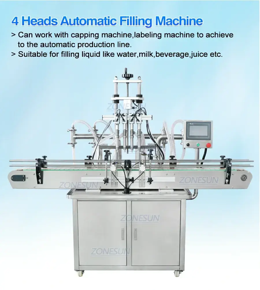 4 Head Liquid Filling Machine-ZONESUN TECHNOLOGY LIMITED