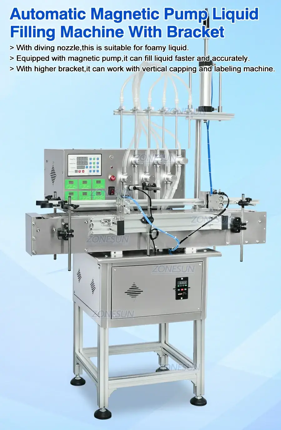6 Diving Nozzles Liquid Filling Machine-ZONESUN TECHNOLOGY LIMITED