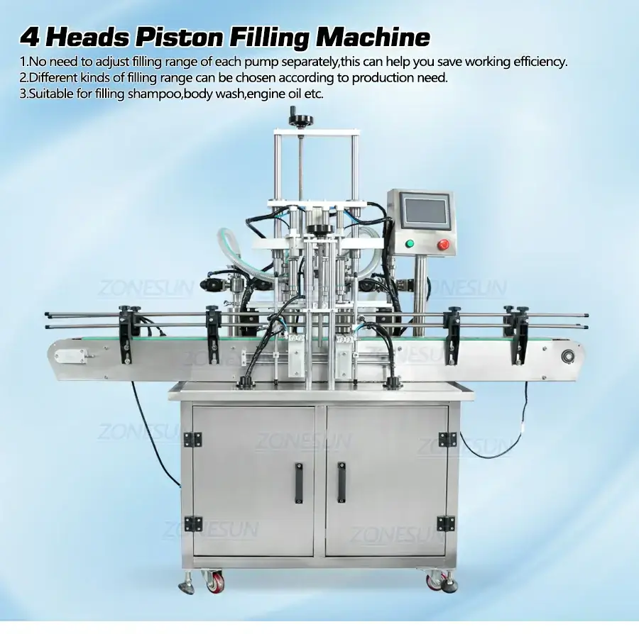 4 Heads Liquid Filling Machine-ZONESUN TECHNOLOGY LIMITED