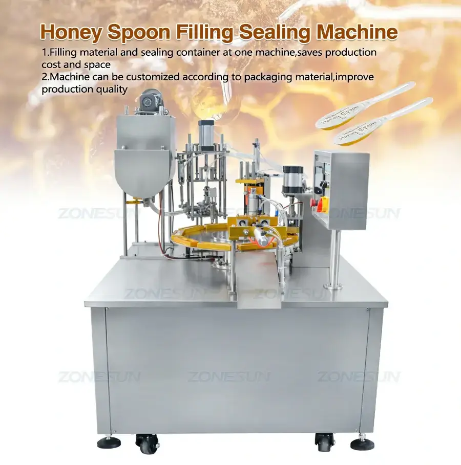 Honey Spoon Filling Sealing Machine-ZONESUN TECHNOLOGY LIMITED