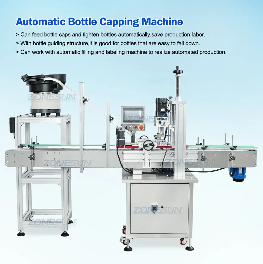 Capping Machine With Cap Vibratory Feeder-ZONESUN TECHNOLOGY LIMITED