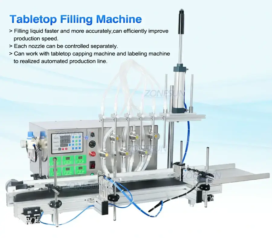 6 Diving Nozzles Magnetic Pump Filling Machine-ZONESUN TECHNOLOGY LIMITED