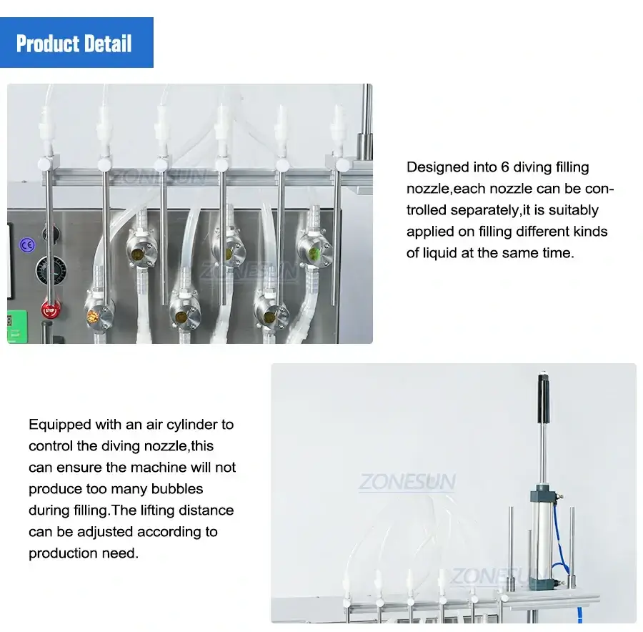 6 Diving Nozzles Magnetic Pump Filling Machine-ZONESUN TECHNOLOGY LIMITED