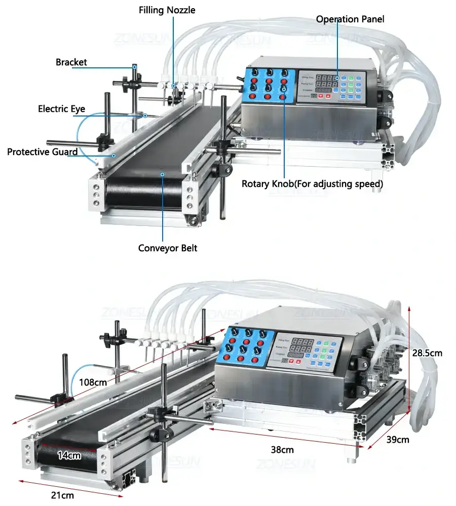 6 Head Ampoule Bottle Filling Machine-ZONESUN TECHNOLOGY LIMITED