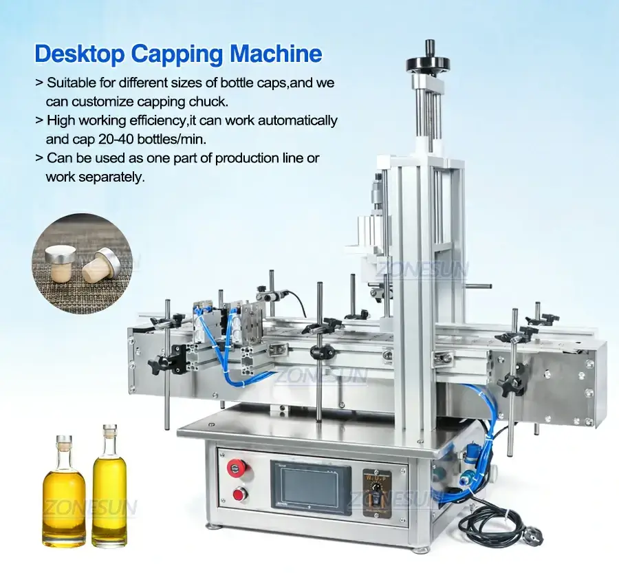 ZONESUN Pneumatic Tabletop Automatic Glass Bottle Cap Press Machine Jar Whisky Plastic Bottle Capping Machine-ZONESUN TECHNOLOGY LIMITED