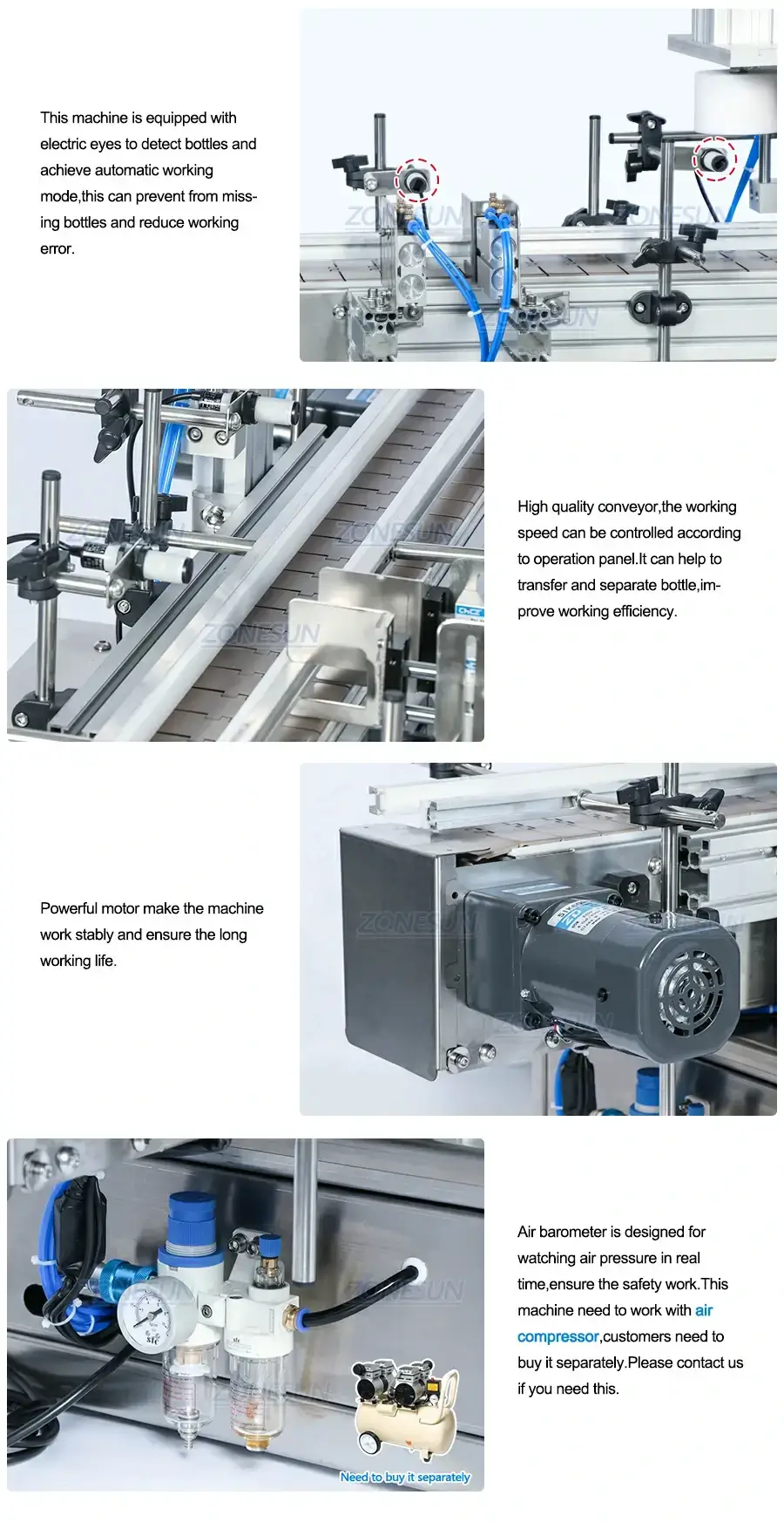 ZONESUN Pneumatic Tabletop Automatic Glass Bottle Cap Press Machine Jar Whisky Plastic Bottle Capping Machine-ZONESUN TECHNOLOGY LIMITED
