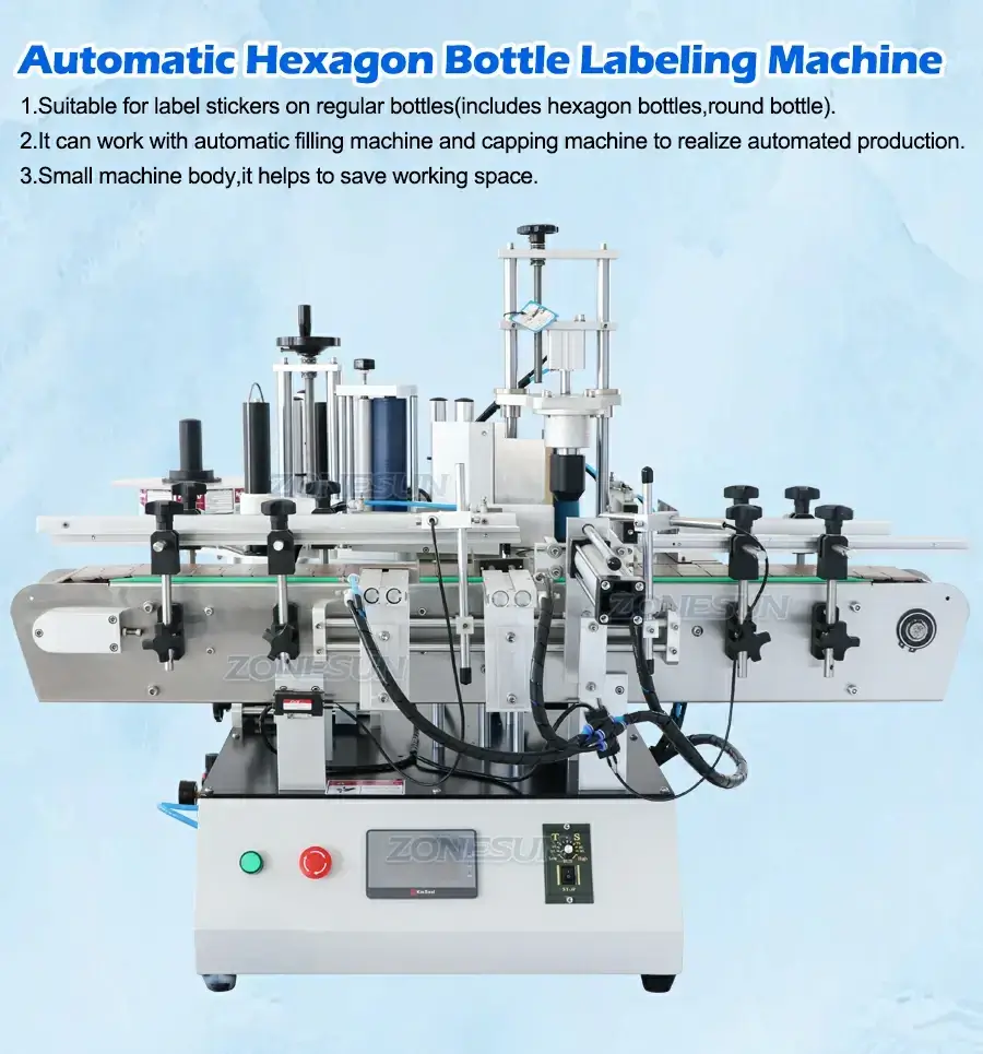 Hexagonal Bottles Labeling Machine-ZONESUN TECHNOLOGY LIMITED
