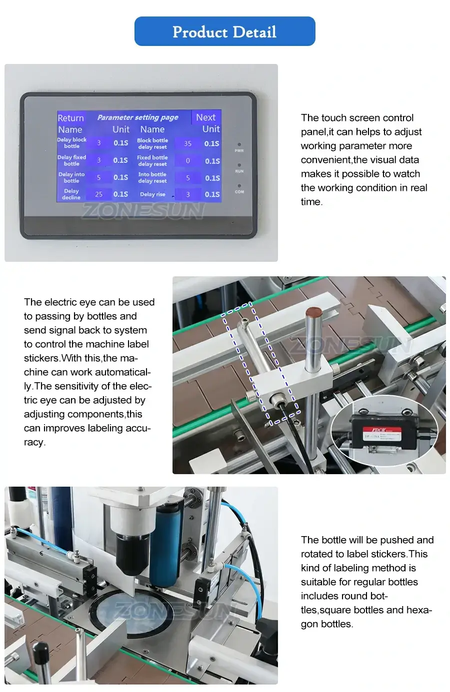 Hexagonal Bottles Labeling Machine-ZONESUN TECHNOLOGY LIMITED