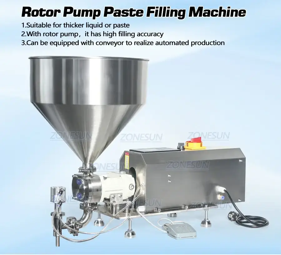 Rotor Pump Paste Filling Machine-ZONESUN TECHNOLOGY LIMITED