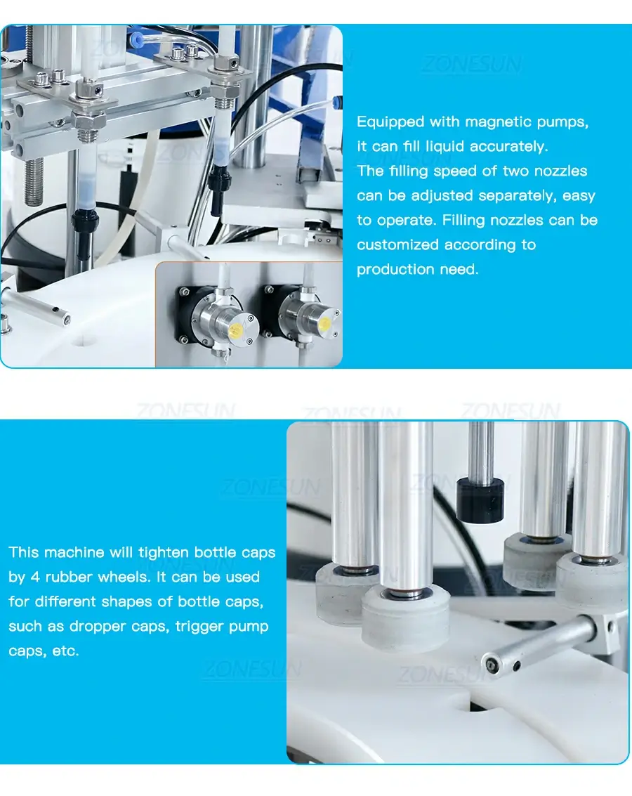 Roll-on Bottles Filling Capping Machine-ZONESUN TECHNOLOGY LIMITED