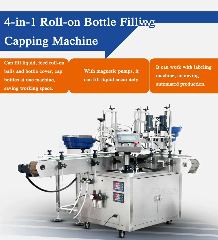 Roll-on Bottles Filling Capping Machine-ZONESUN TECHNOLOGY LIMITED