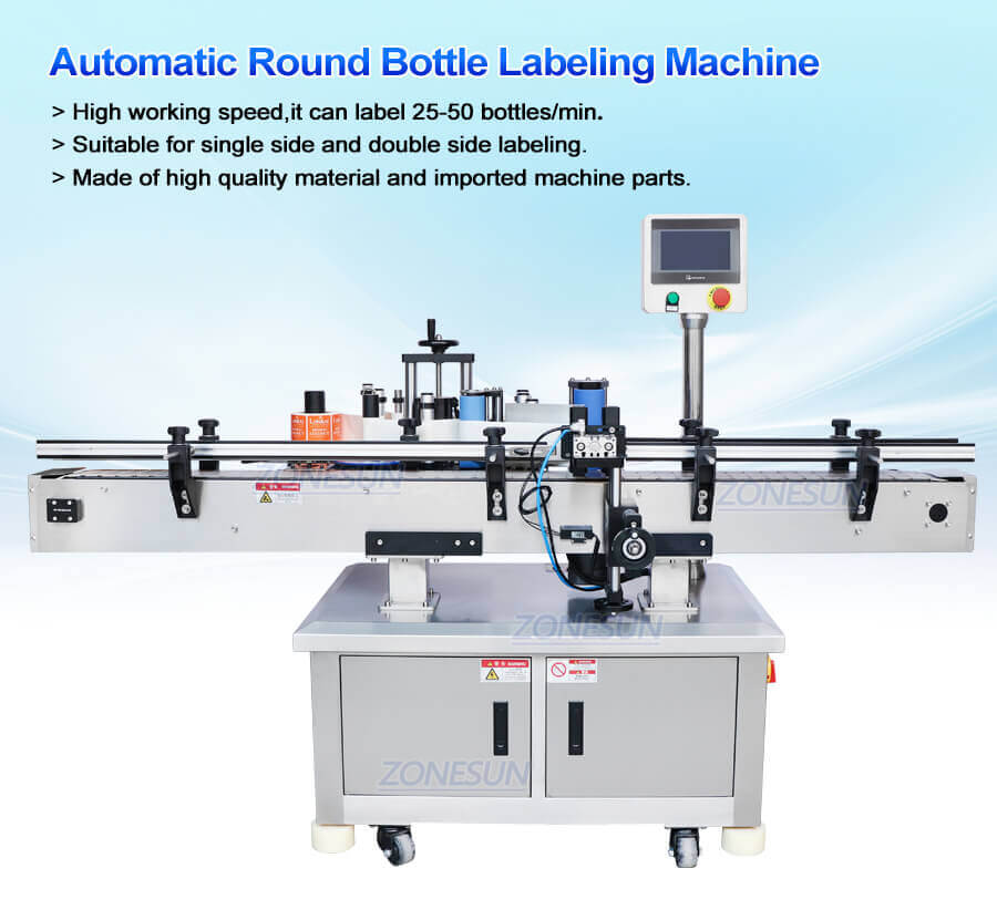 Automatic Round Bottle Labeling Machine-ZONESUN TECHNOLOGY LIMITED