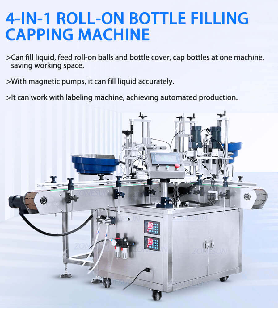 Roll-on Bottles Filling Capping Machine-ZONESUN TECHNOLOGY LIMITED