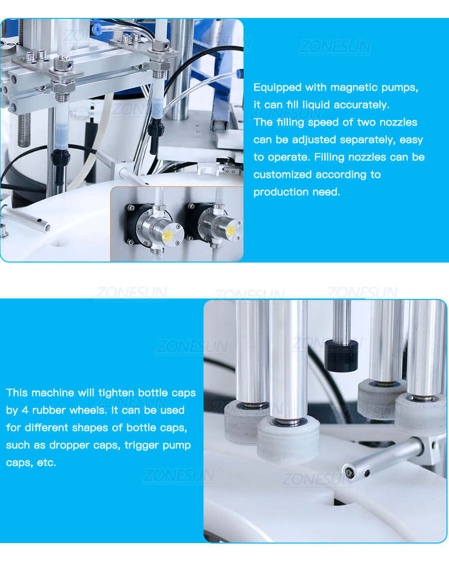 Roll-on Bottles Filling Capping Machine-ZONESUN TECHNOLOGY LIMITED