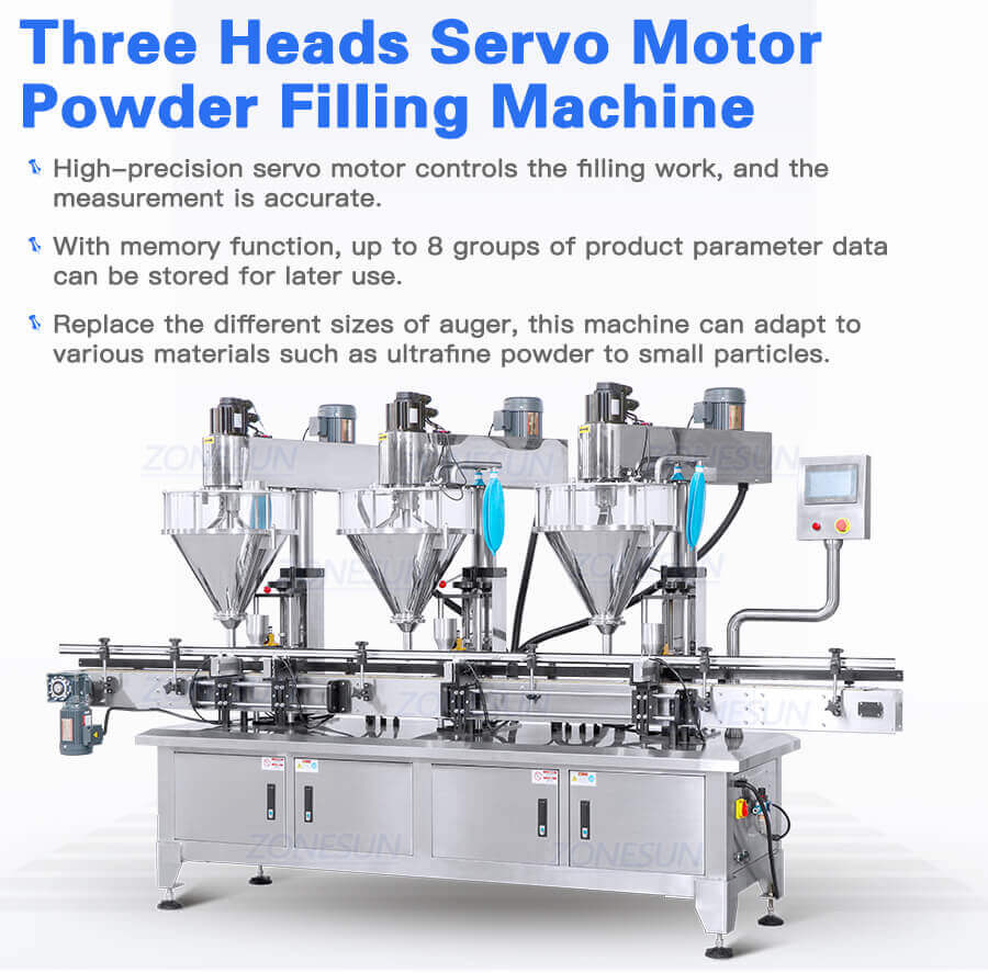 Three Head Powder Filling Machine-ZONESUN TECHNOLOGY LIMITED