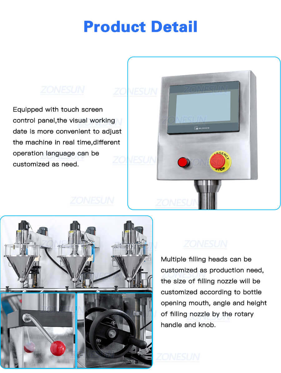 Three Head Powder Filling Machine-ZONESUN TECHNOLOGY LIMITED