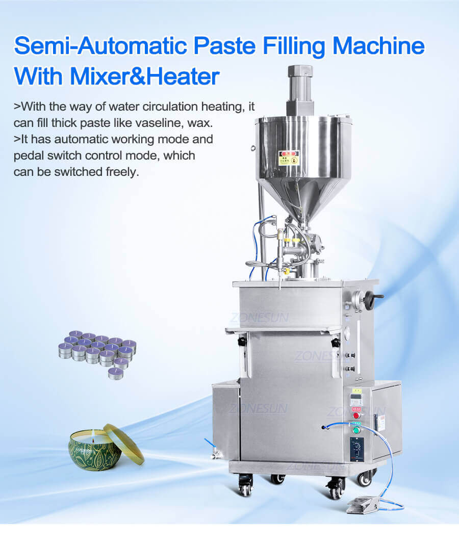 Cosmetic Heating Paste Filling Machine With Mixer-ZONESUN TECHNOLOGY LIMITED