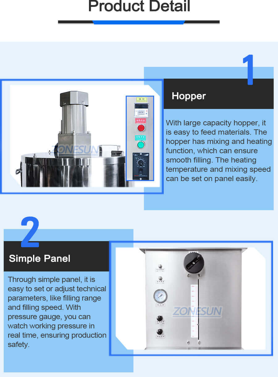 Cosmetic Heating Paste Filling Machine With Mixer-ZONESUN TECHNOLOGY LIMITED