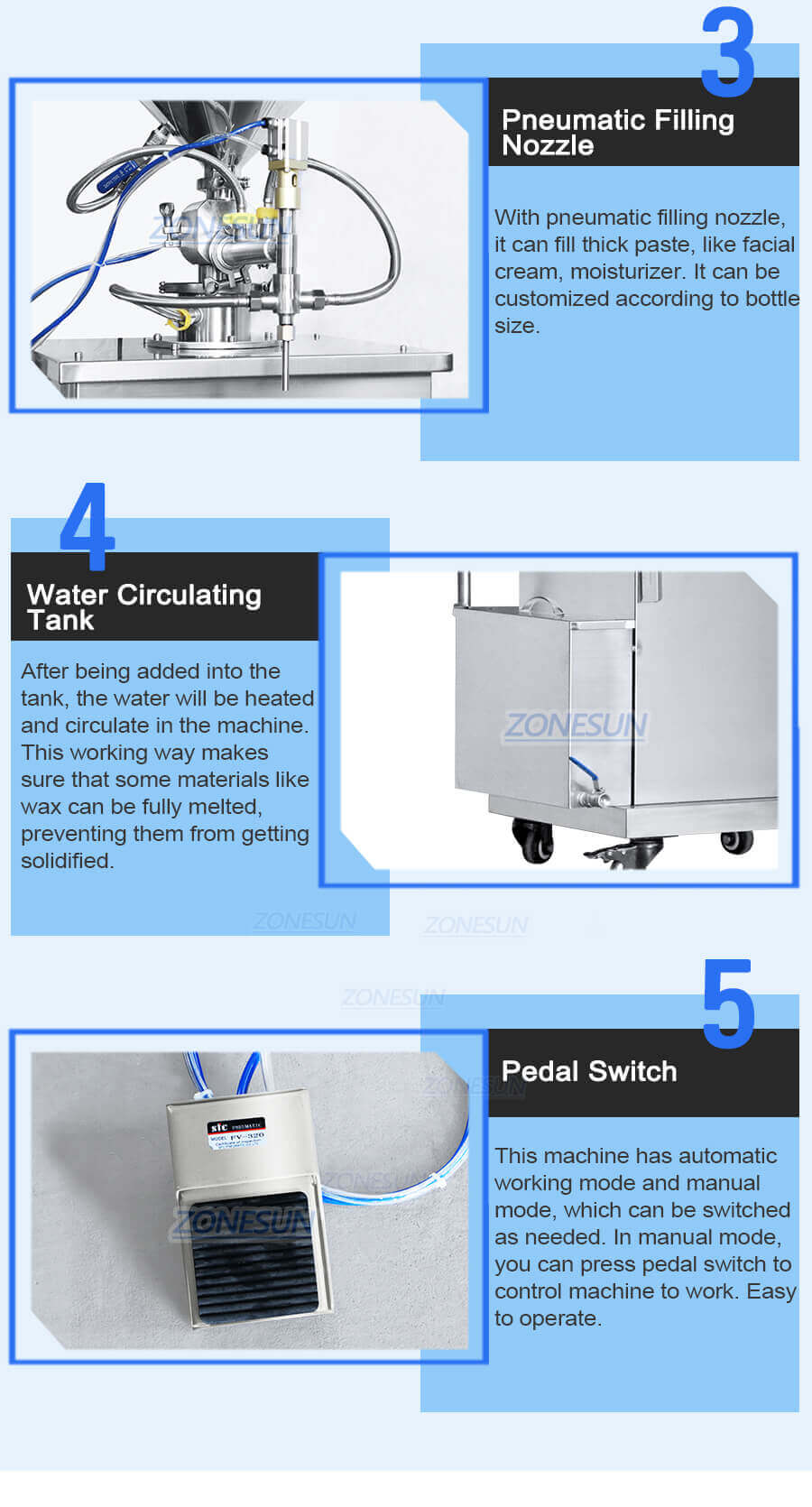 Cosmetic Heating Paste Filling Machine With Mixer-ZONESUN TECHNOLOGY LIMITED