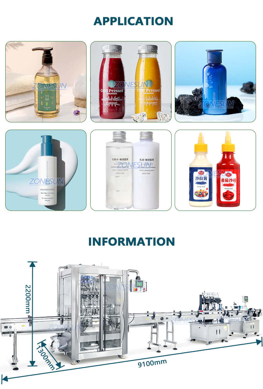4 Heads Servo Filling Line-ZONESUN TECHNOLOGY LIMITED 4 Heads Servo Filling Line-ZONESUN TECHNOLOGY LIMITED