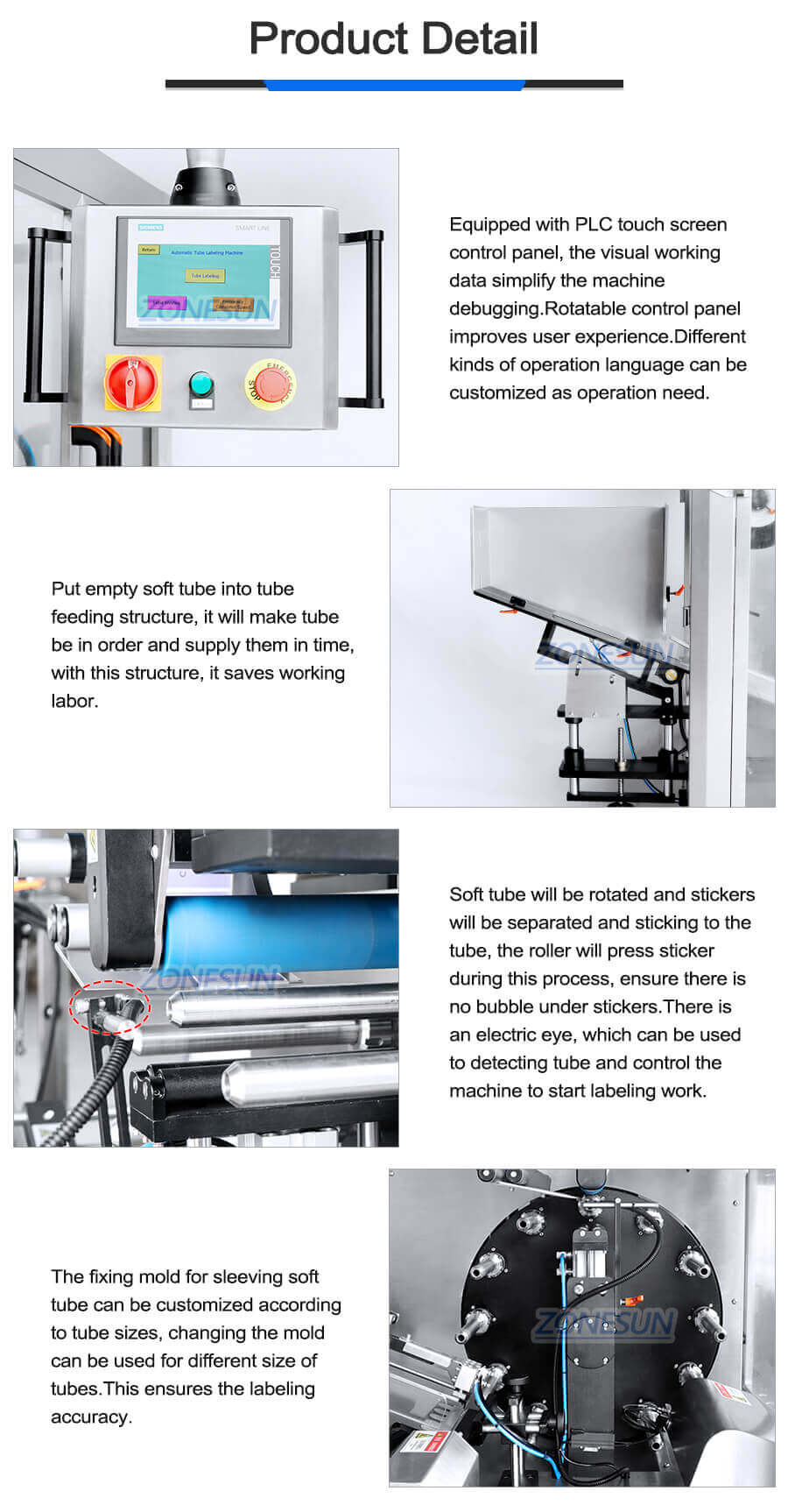 Soft Round Tube Labeling Machine-ZONESUN TECHNOLOGY LIMITED