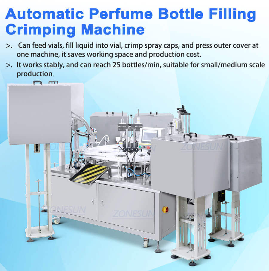 Perfume Vials Filling Crimping Capping Machine-ZONESUN TECHNOLOGY LIMITED