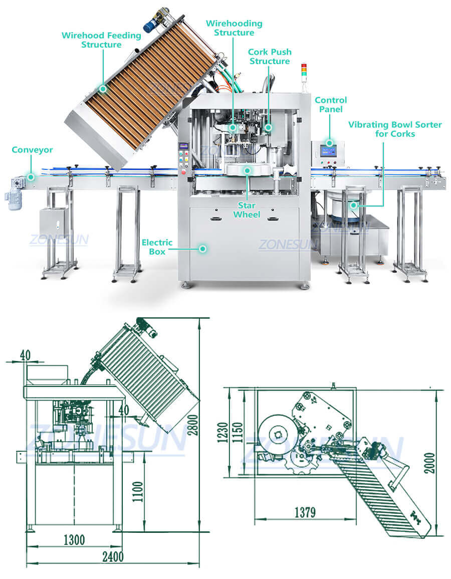 Wine Bottle Corking Muselet Caging Capping Machine-ZONESUN TECHNOLOGY LIMITED