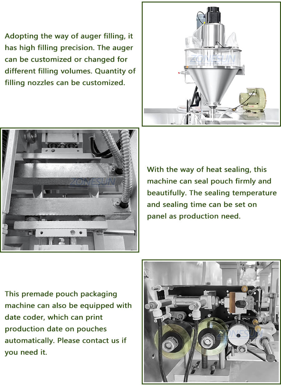 Powder Premade Pouch Filling Sealing Machine-ZONESUN TECHNOLOGY LIMITED
