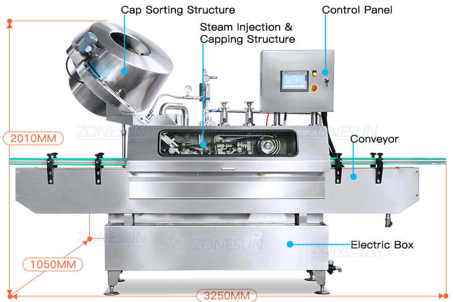 Steam Vacuum Capping Machine-ZONESUN TECHNOLOGY LIMITED