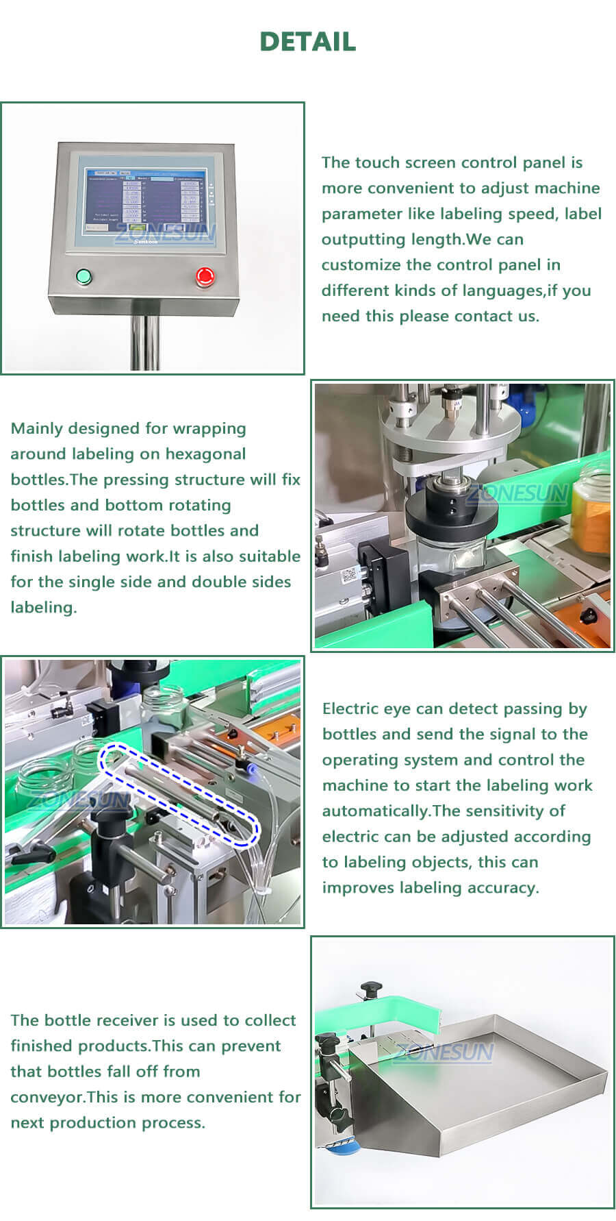 Polygonal Bottles Labeling machine-ZONESUN TECHNOLOGY LIMITED