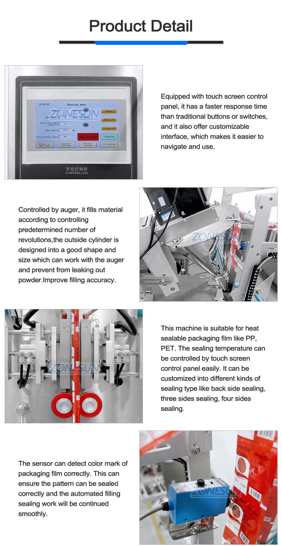 VFFS Powder Packgaing Machine-ZONESUN TECHNOLOGY LIMITED