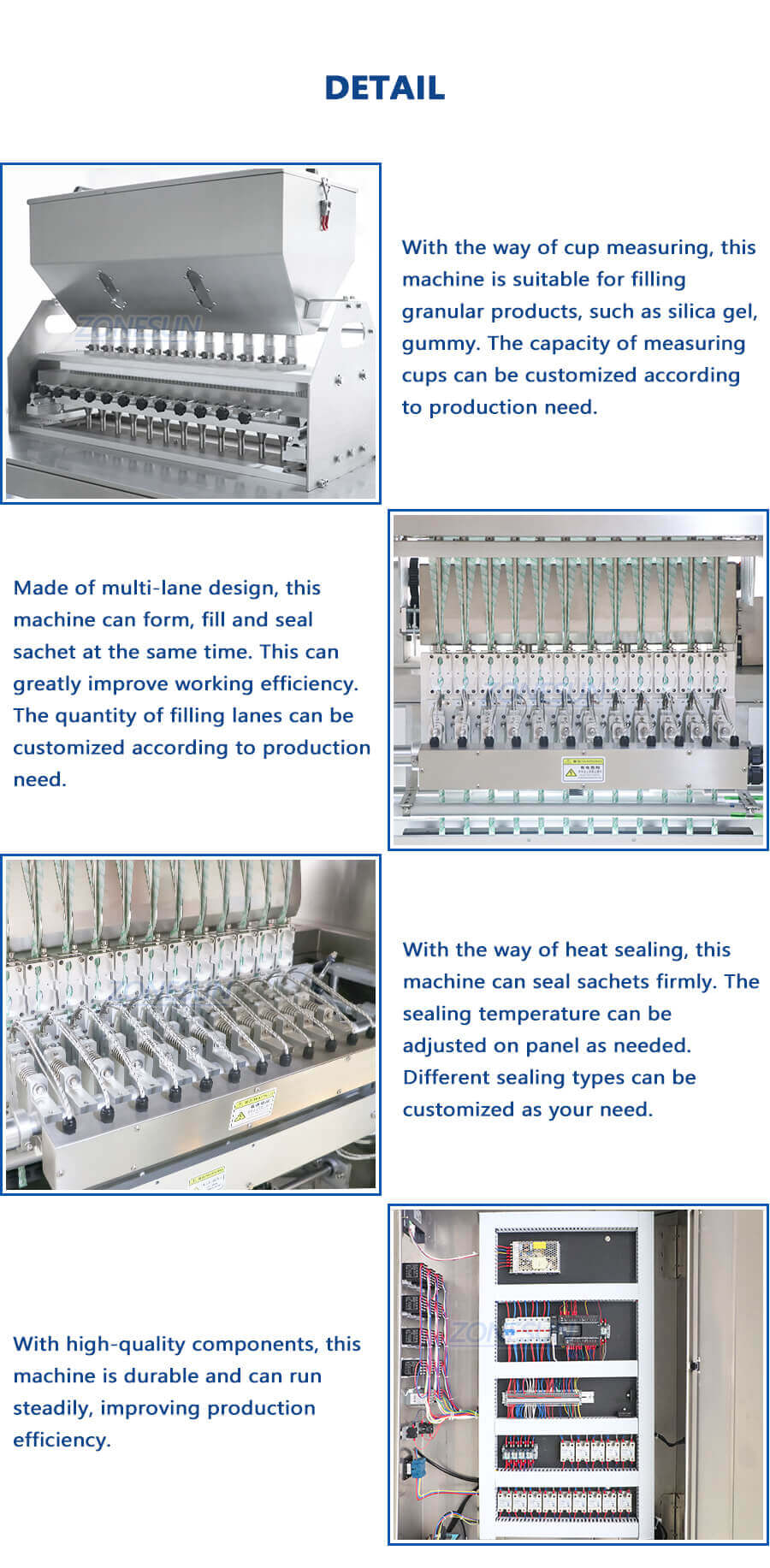 Multi-lines Sachet Granule Packing Machine-ZONESUN TECHNOLOGY LIMITED