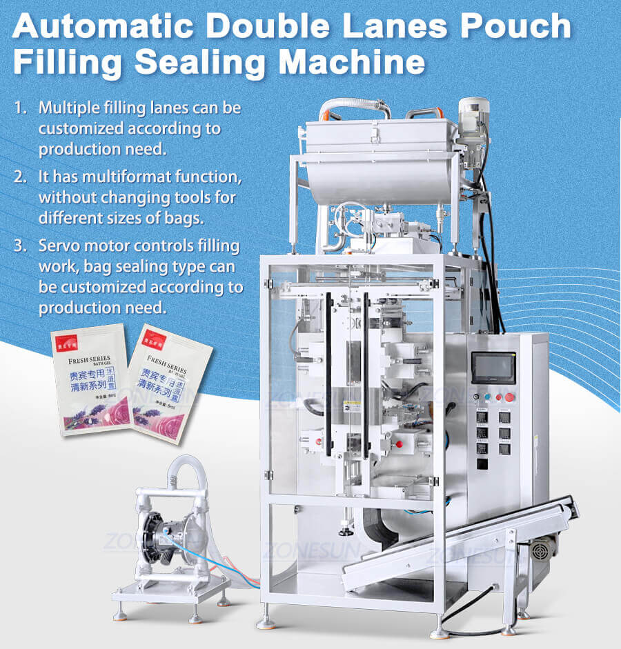 Double Lane Paste Sachet filling sealing machine-ZONESUN TECHNOLOGY LIMITED