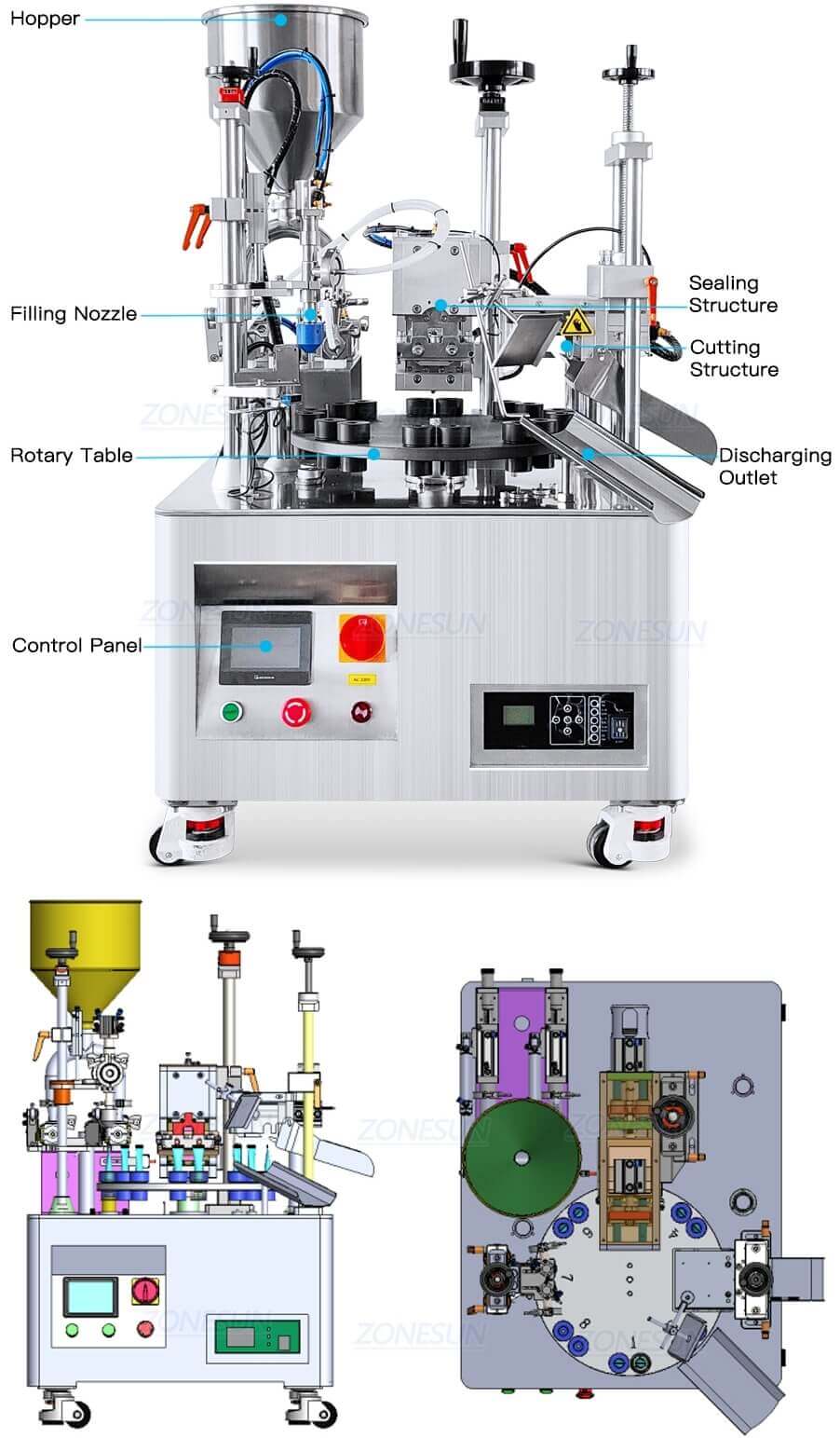 Tabletop Soft Tube Filling Sealing Machine-ZONESUN TECHNOLOGY LIMITED